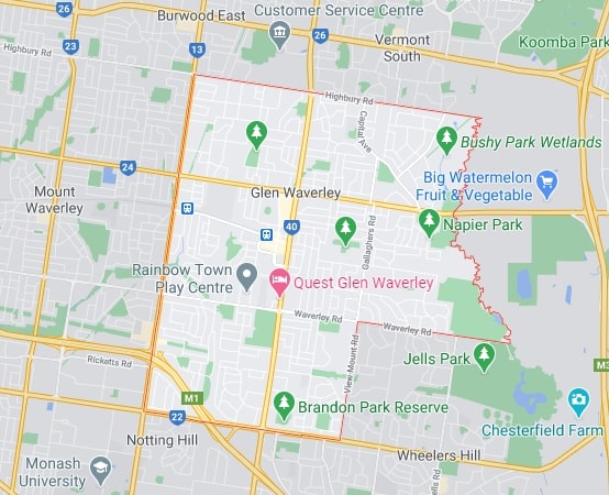 Glen Waverley map area