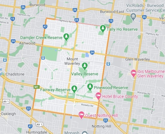 Mount Waverley map area