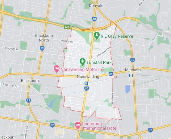 Nunawading map area