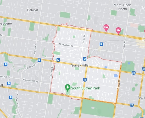 Surrey Hills map area