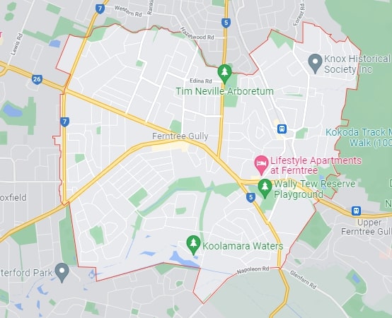 Ferntree Gully map area