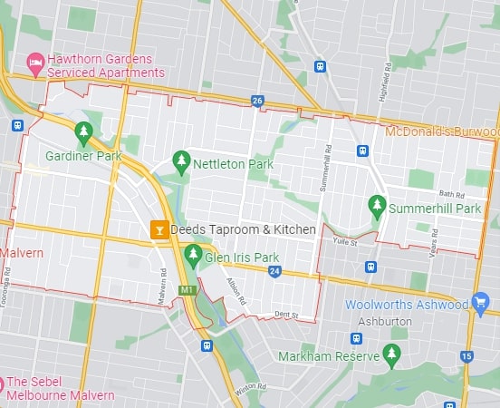 Glen Iris map area