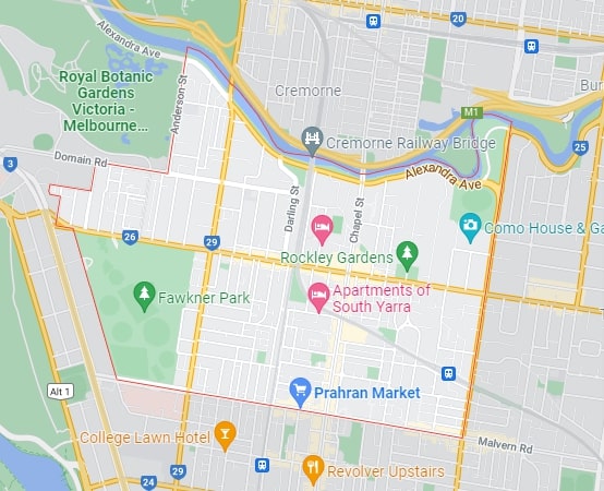 South Yarra map area