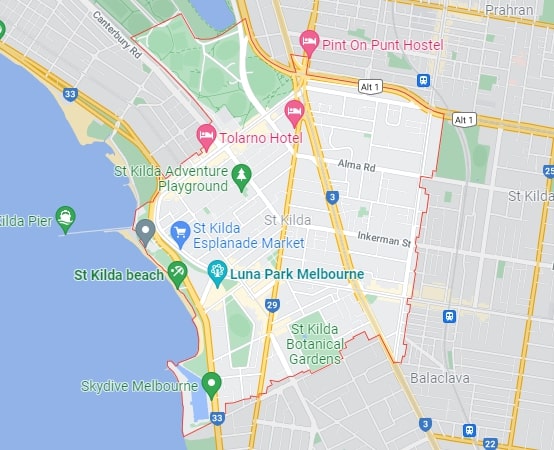 St Kilda map area