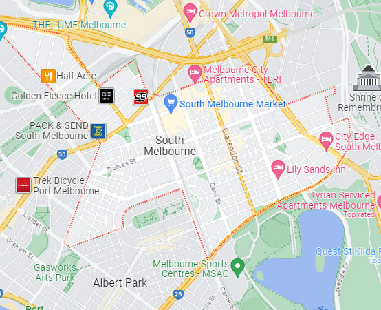 South Melbourne map area
